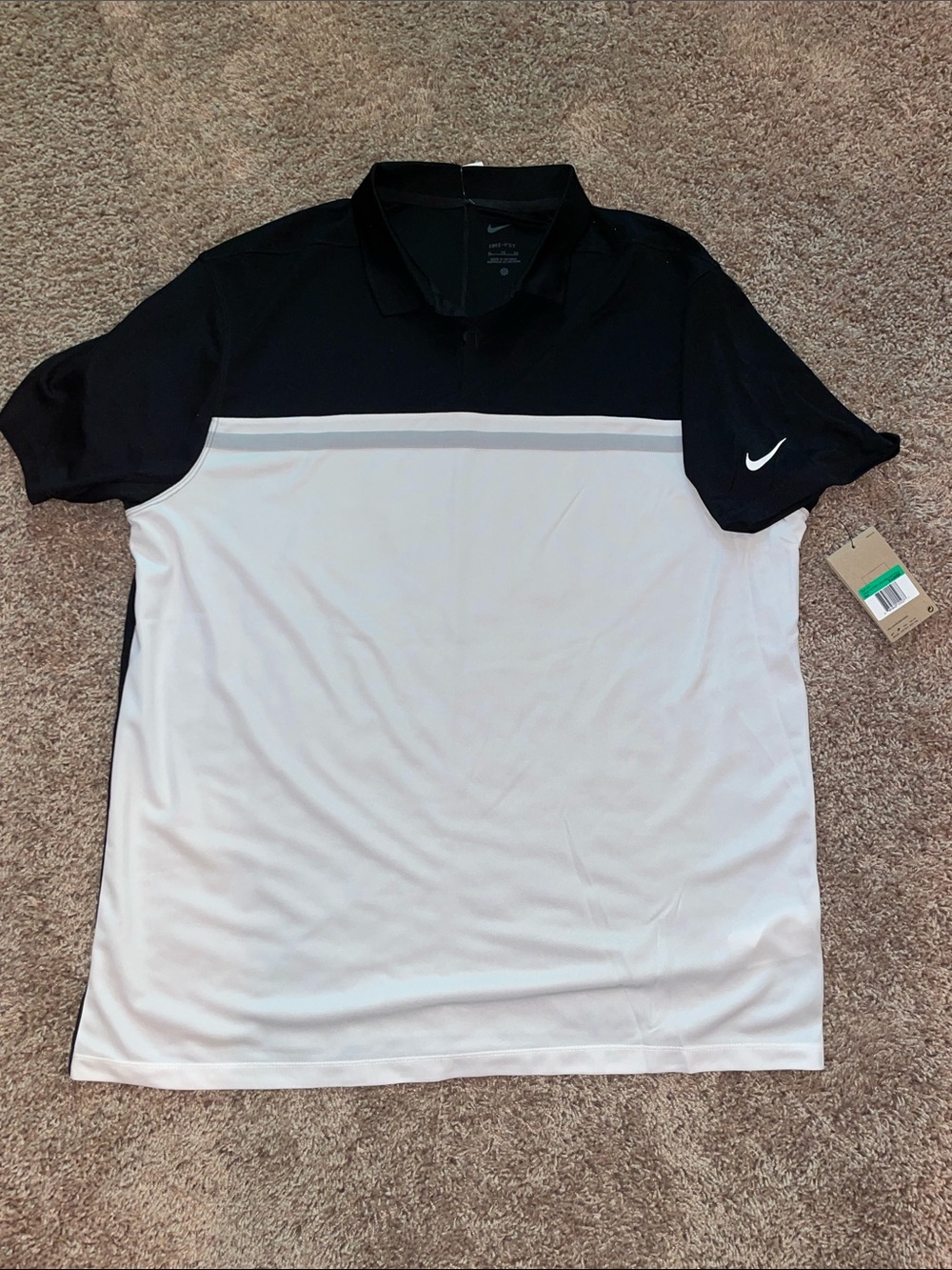 NWT Nike Men's Black and White Golf Polo Performance Shirt size XL